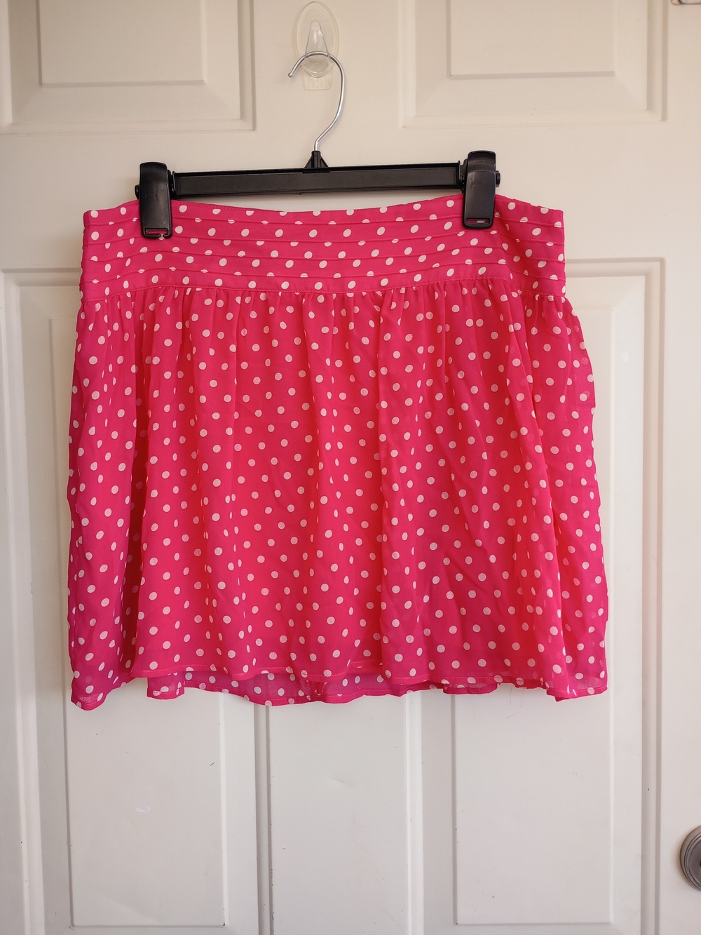Olsenboye Hot Pink/White Polka Dot Zipper In Back Juniors Mini Skirt Size 11